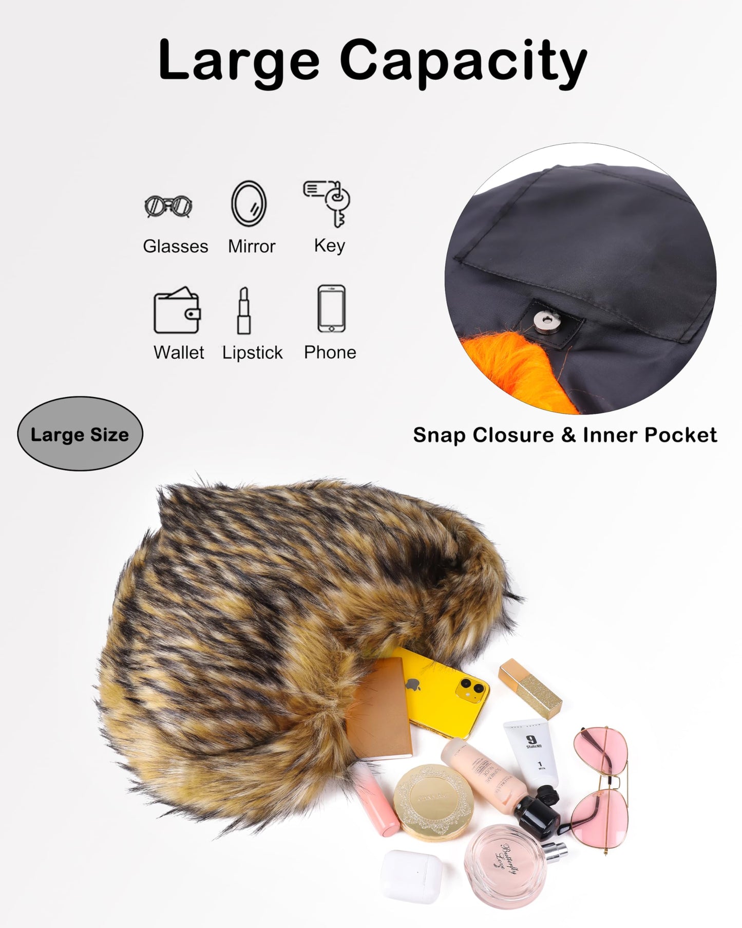Cookies Heart Shaped Furry Purse for Women Large Soft Shoulder Bag Fluffy Faux Fur Trendy Y2K Girls Handbag