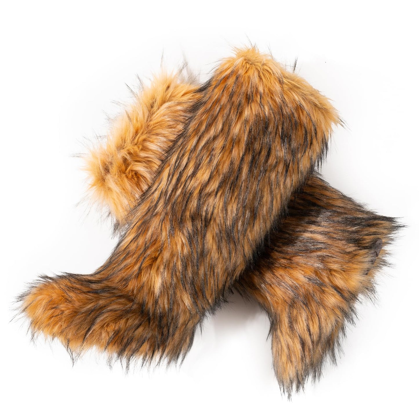 Cookies Women's Faux Fur Boot Furry Fluffy Round Toe Suede Winter Comfy Plush Warm Short Outdoor Indoor Flat Shoes Knee-High Boots