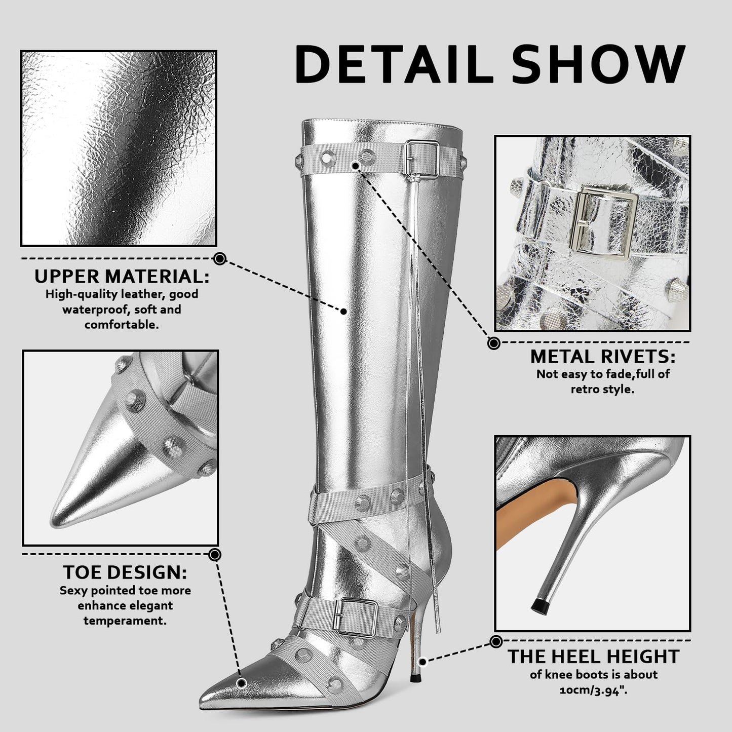 Cookies Stiletto Boots Heels Side Zipper Buckle Tassel Boots Sexy Ladies