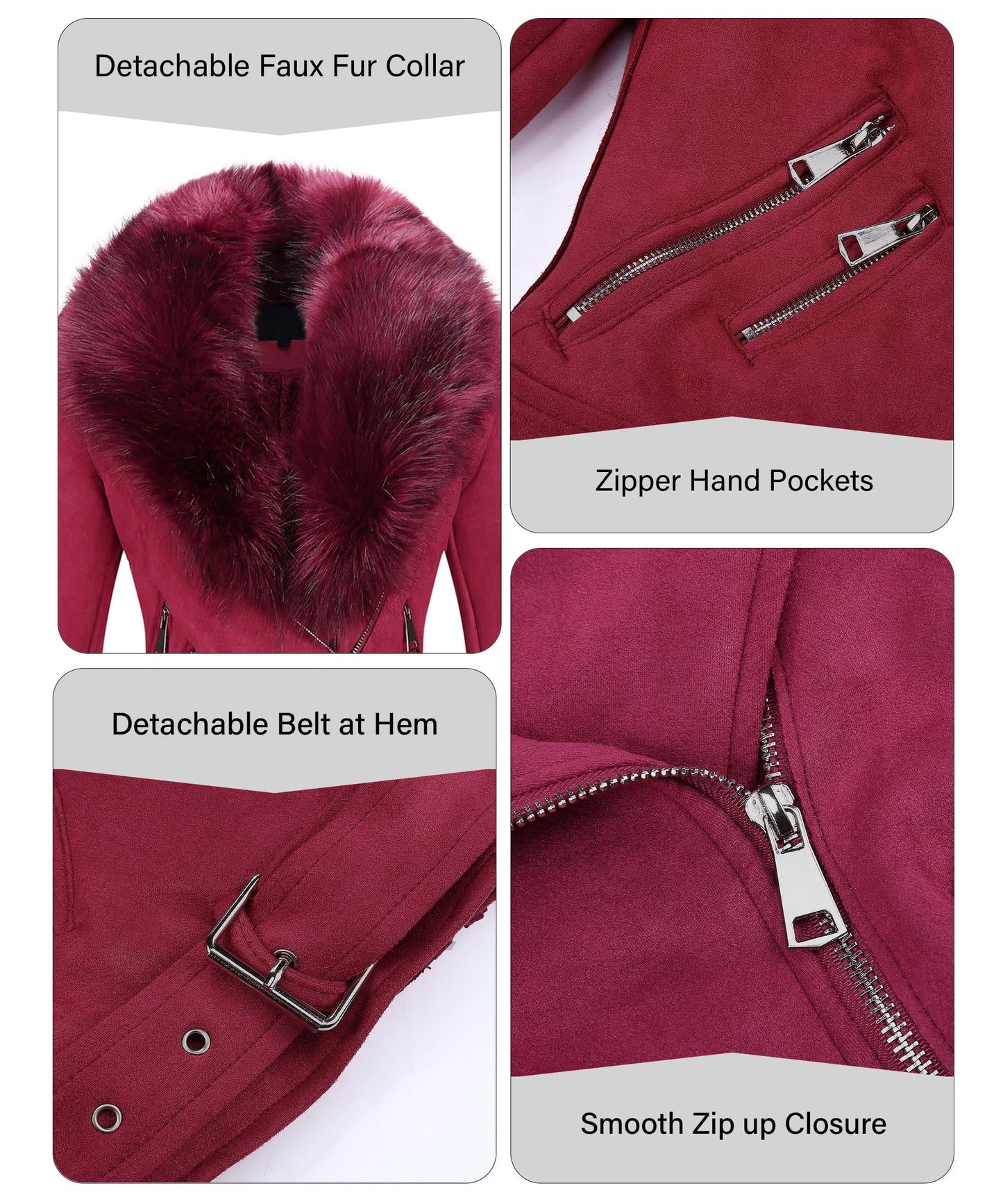 Cookies Women Faux Leather Suede Jacket Moto Biker Coat