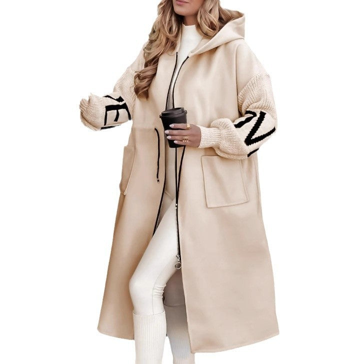 Cookies Hooded Windbreaker Long Jacket With Pockets And Drawstring Design