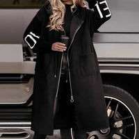 Cookies Hooded Windbreaker Long Jacket With Pockets And Drawstring Design