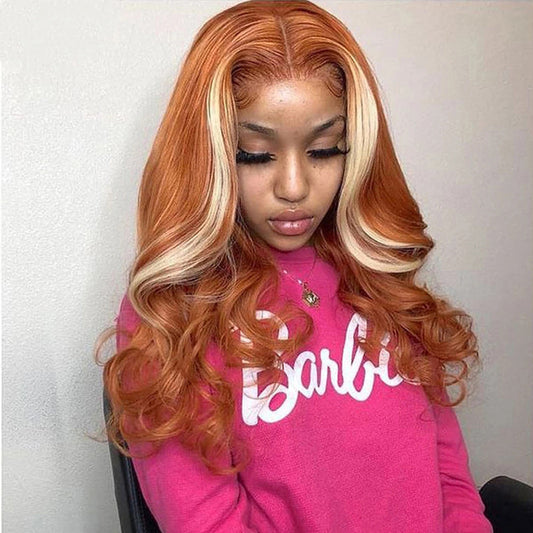 Fire Human Hair Wig Head Cover Highlights 613