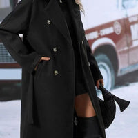 Cookies Trench Coat With Belt Winter Fashion Solid Color Long Jacket Outwear Women Clothing