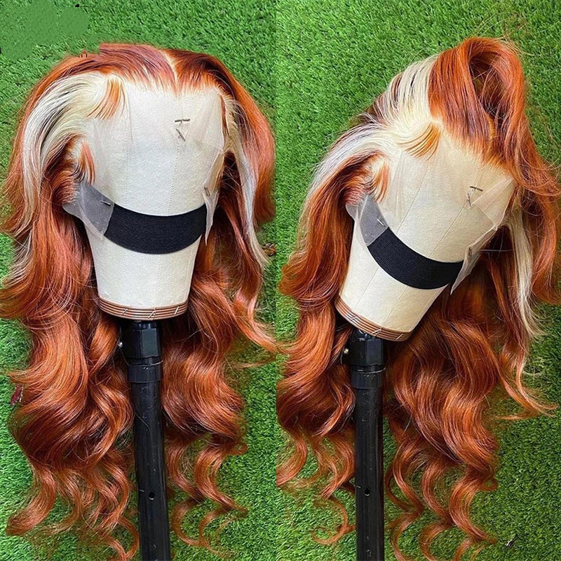 Fire Human Hair Wig Head Cover Highlights 613