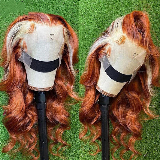 Fire Human Hair Wig Head Cover Highlights 613