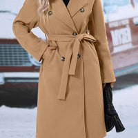 Cookies Trench Coat With Belt Winter Fashion Solid Color Long Jacket Outwear Women Clothing