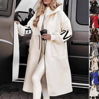 Cookies Hooded Windbreaker Long Jacket With Pockets And Drawstring Design