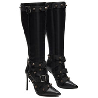Cookies Stiletto Boots Heels Side Zipper Buckle Tassel Boots Sexy Ladies