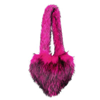 Cookies Heart Shaped Furry Purse for Women Large Soft Shoulder Bag Fluffy Faux Fur Trendy Y2K Girls Handbag
