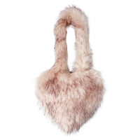 Cookies Heart Shaped Furry Purse for Women Large Soft Shoulder Bag Fluffy Faux Fur Trendy Y2K Girls Handbag