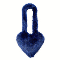 Cookies Heart Shaped Furry Purse for Women Large Soft Shoulder Bag Fluffy Faux Fur Trendy Y2K Girls Handbag