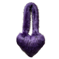 Cookies Heart Shaped Furry Purse for Women Large Soft Shoulder Bag Fluffy Faux Fur Trendy Y2K Girls Handbag