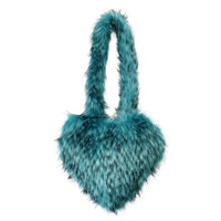 Cookies Heart Shaped Furry Purse for Women Large Soft Shoulder Bag Fluffy Faux Fur Trendy Y2K Girls Handbag