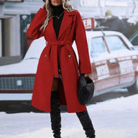 Cookies Trench Coat With Belt Winter Fashion Solid Color Long Jacket Outwear Women Clothing