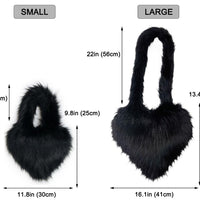 Cookies Heart Shaped Furry Purse for Women Large Soft Shoulder Bag Fluffy Faux Fur Trendy Y2K Girls Handbag