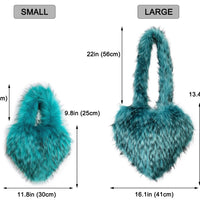 Cookies Heart Shaped Furry Purse for Women Large Soft Shoulder Bag Fluffy Faux Fur Trendy Y2K Girls Handbag