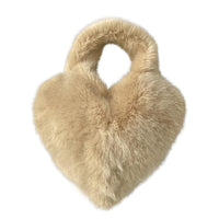 Cookies Heart Shaped Furry Purse for Women Large Soft Shoulder Bag Fluffy Faux Fur Trendy Y2K Girls Handbag
