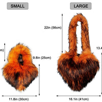 Cookies Heart Shaped Furry Purse for Women Large Soft Shoulder Bag Fluffy Faux Fur Trendy Y2K Girls Handbag