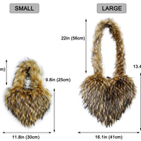 Cookies Heart Shaped Furry Purse for Women Large Soft Shoulder Bag Fluffy Faux Fur Trendy Y2K Girls Handbag