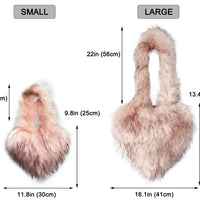 Cookies Heart Shaped Furry Purse for Women Large Soft Shoulder Bag Fluffy Faux Fur Trendy Y2K Girls Handbag