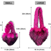 Cookies Heart Shaped Furry Purse for Women Large Soft Shoulder Bag Fluffy Faux Fur Trendy Y2K Girls Handbag