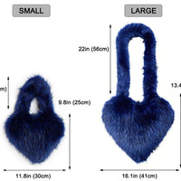 Cookies Heart Shaped Furry Purse for Women Large Soft Shoulder Bag Fluffy Faux Fur Trendy Y2K Girls Handbag