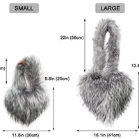 Cookies Heart Shaped Furry Purse for Women Large Soft Shoulder Bag Fluffy Faux Fur Trendy Y2K Girls Handbag