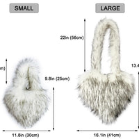 Cookies Heart Shaped Furry Purse for Women Large Soft Shoulder Bag Fluffy Faux Fur Trendy Y2K Girls Handbag
