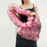 Cookies Heart Shaped Furry Purse for Women Large Soft Shoulder Bag Fluffy Faux Fur Trendy Y2K Girls Handbag