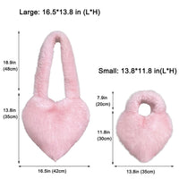Cookies Heart Shaped Furry Purse for Women Large Soft Shoulder Bag Fluffy Faux Fur Trendy Y2K Girls Handbag