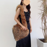 Cookies Heart Shaped Furry Purse for Women Large Soft Shoulder Bag Fluffy Faux Fur Trendy Y2K Girls Handbag
