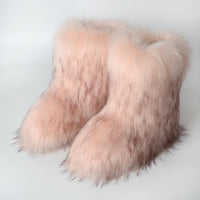 Cookies Womens Faux Fur Boots Fuzzy Fluffy Furry Round Toe Suede Boots Winter Comfy Plush Warm Snow Boots Comfortable Winter Ankle Booties Anti Slip Outdoor Indoor Flat Shoes