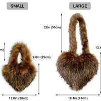 Cookies Heart Shaped Furry Purse for Women Large Soft Shoulder Bag Fluffy Faux Fur Trendy Y2K Girls Handbag