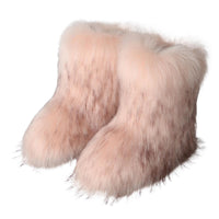 Cookies Womens Faux Fur Boots Fuzzy Fluffy Furry Round Toe Suede Boots Winter Comfy Plush Warm Snow Boots Comfortable Winter Ankle Booties Anti Slip Outdoor Indoor Flat Shoes