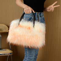 Furry Tote Bag for Women Fuzzy Faux Fur Large Tote Handbag Cute Soft Fluffy Purse Ladies Satchel
