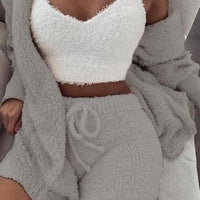 Long Sleeve Crop Tank Top And Drawstring Shorts Pajama Set
