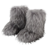 Cookies Womens Faux Fur Boots Fuzzy Fluffy Furry Round Toe Suede Boots Winter Comfy Plush Warm Snow Boots Comfortable Winter Ankle Booties Anti Slip Outdoor Indoor Flat Shoes