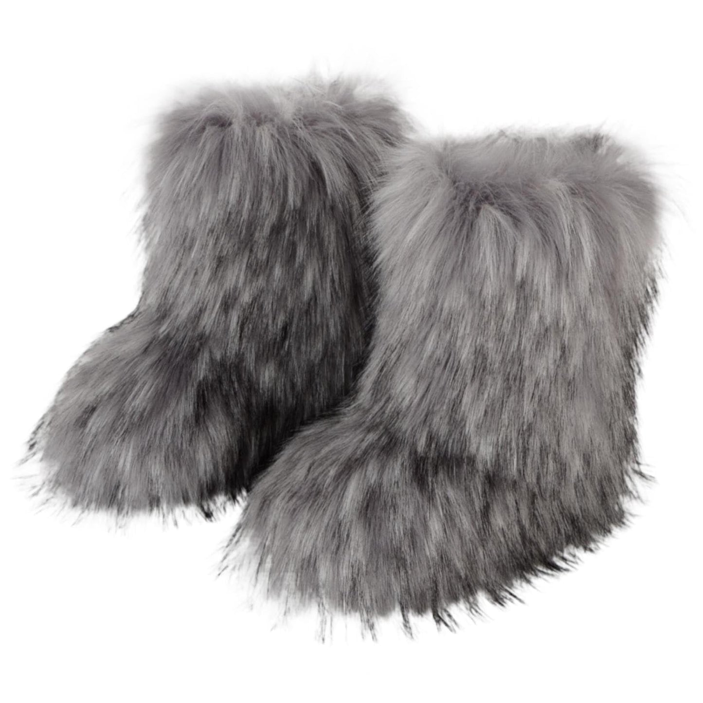 Cookies Womens Faux Fur Boots Fuzzy Fluffy Furry Round Toe Suede Boots Winter Comfy Plush Warm Snow Boots Comfortable Winter Ankle Booties Anti Slip Outdoor Indoor Flat Shoes