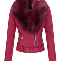 Cookies Women Faux Leather Suede Jacket Moto Biker Coat