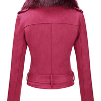 Cookies Women Faux Leather Suede Jacket Moto Biker Coat