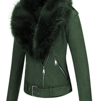 Cookies Women Faux Leather Suede Jacket Moto Biker Coat