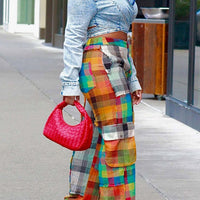 Cookies Women's Casual Cargo Baggy Pants High Waist Straight Wide Leg Pants with Multi Pockets