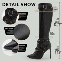 Cookies Stiletto Boots Heels Side Zipper Buckle Tassel Boots Sexy Ladies