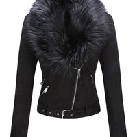 Cookies Women Faux Leather Suede Jacket Moto Biker Coat
