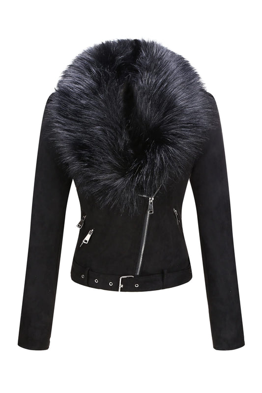 Cookies Women Faux Leather Suede Jacket Moto Biker Coat