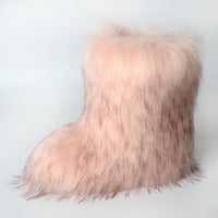 Cookies Womens Faux Fur Boots Fuzzy Fluffy Furry Round Toe Suede Boots Winter Comfy Plush Warm Snow Boots Comfortable Winter Ankle Booties Anti Slip Outdoor Indoor Flat Shoes