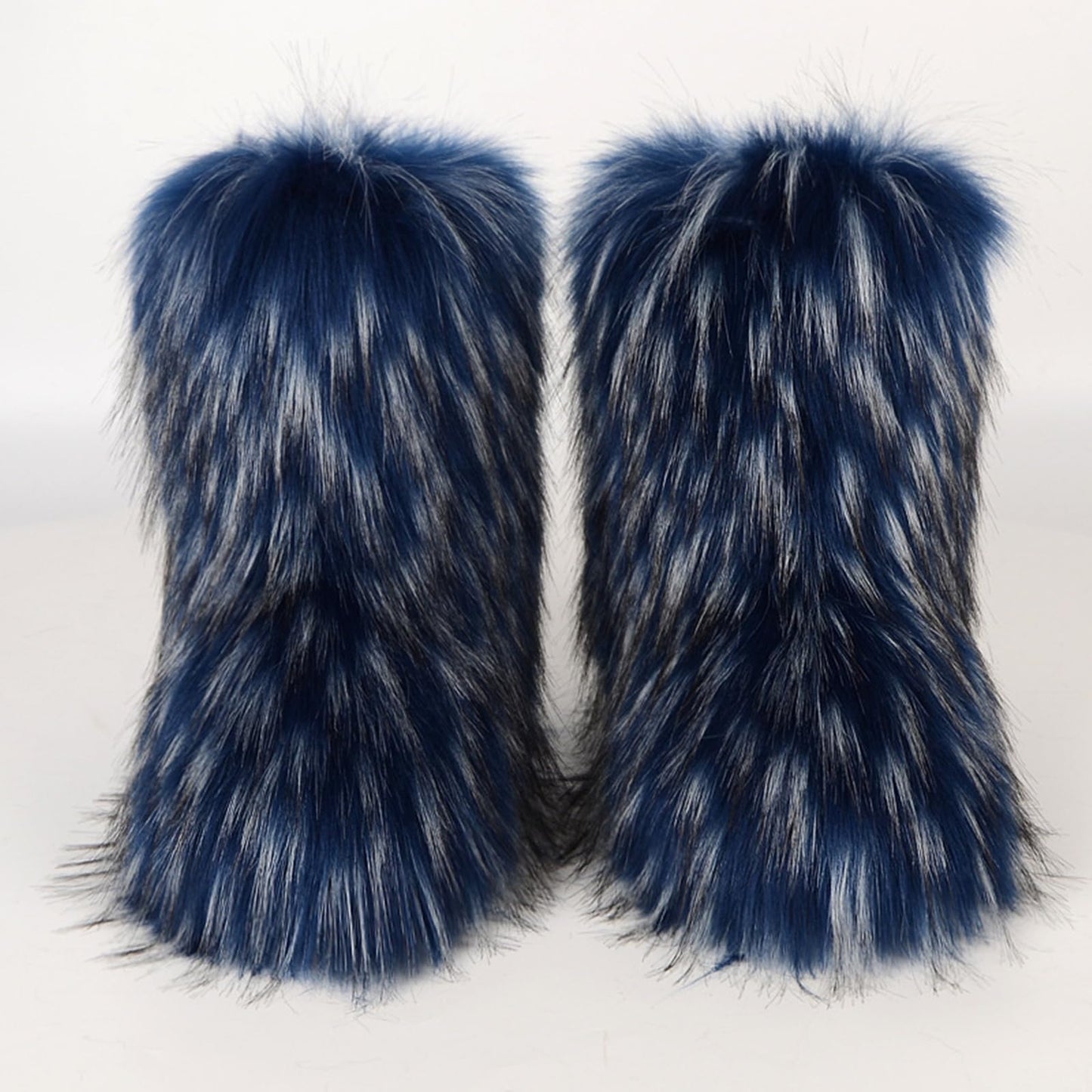 Cookies Womens Faux Fur Boots Fuzzy Fluffy Furry Round Toe Suede Boots Winter Comfy Plush Warm Snow Boots Comfortable Winter Ankle Booties Anti Slip Outdoor Indoor Flat Shoes