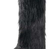 Cookies Women's Faux Fur Boot Furry Fluffy Round Toe Suede Winter Comfy Plush Warm Short Outdoor Indoor Flat Shoes Knee-High Boots