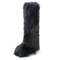 Cookies Women's Faux Fur Boot Furry Fluffy Round Toe Suede Winter Comfy Plush Warm Short Outdoor Indoor Flat Shoes Knee-High Boots